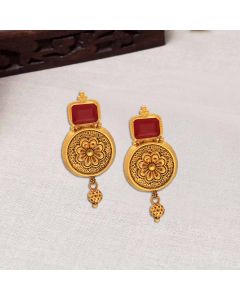 78VX1243 | 22Kt Simple Stone Gold Hanging Earrings 78VX1243