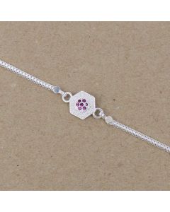 376VO8361 | Hexagon Shaped Silver Rakhi For Brother 376VO8361