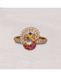 96VI4964 | 22Kt Designer Signity Peacock Gold Ring For Women 96VI4964