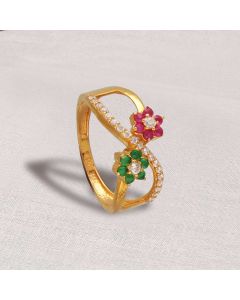96JJ9073 | 22Kt Infinity Floral Gold Ring For Women 96JJ9073