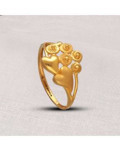 97VM5295 | 22Kt Twin Heart Gold Ring For Women 97VM5295