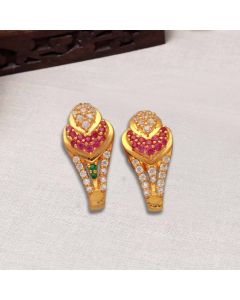 81VH3343 | 22Kt Dainty J Shape Gold Earrings 81VH3343