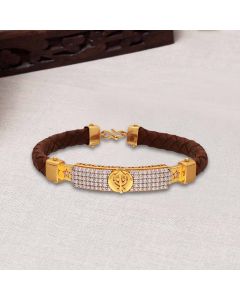 54VG4716 | 22Kt Signity Gold Leather Bracelet 54VG4716