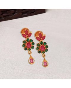 76VG4631 | 22Kt Pretty Floral Design Gold Drop Earrings 76VG4631