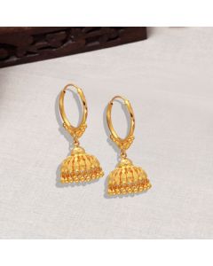 78VY1236 | 22Kt Gold Bengali Bridal Hoop Jhumka Earrings 78VY1236