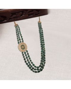 183VA334-588VA577 | 18Kt Elegant Emerald Mala With Polki Pendant 183VA334