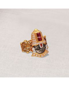 610VA95 | 22Kt Lord Balaji Gold Ring With Antique Finish 610VA95