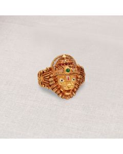 610VA93 | 22Kt Antique Narasimha Swamy Gold Ring For Men 610VA93