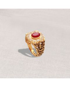610VA99 | 22Kt Auspicious Antique Gold Ring For Men 610VA99