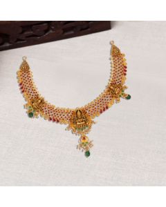 10VG9331 | 22Kt Lakshmi Devi Design Short Gold Necklace 10VG9331