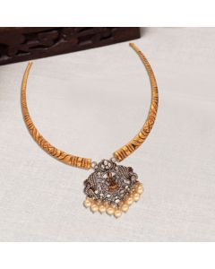 110VG7613 | 22Kt Kante Necklace With Victorian Lakshmi Pendant 110VG7613