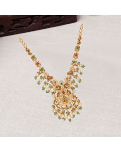 110VG7558 | 22Kt Precious Stone Party Wear Gold Necklace 110VG7558