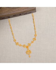 6VG1763 | 22Kt Floral Heart Casting Gold Necklace 6VG1763