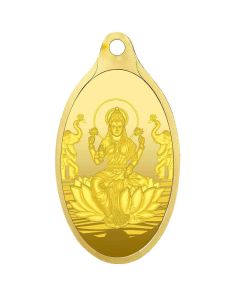 VJLOP002 | Vaibhav Jewellers 2.15 Gm Oval Lakshmi 24K (999) Yellow Gold Pendant