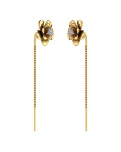 485DA420 | Vaibhav Jewellers 14K Gold Floral Suidhaga Earrings 485DA420