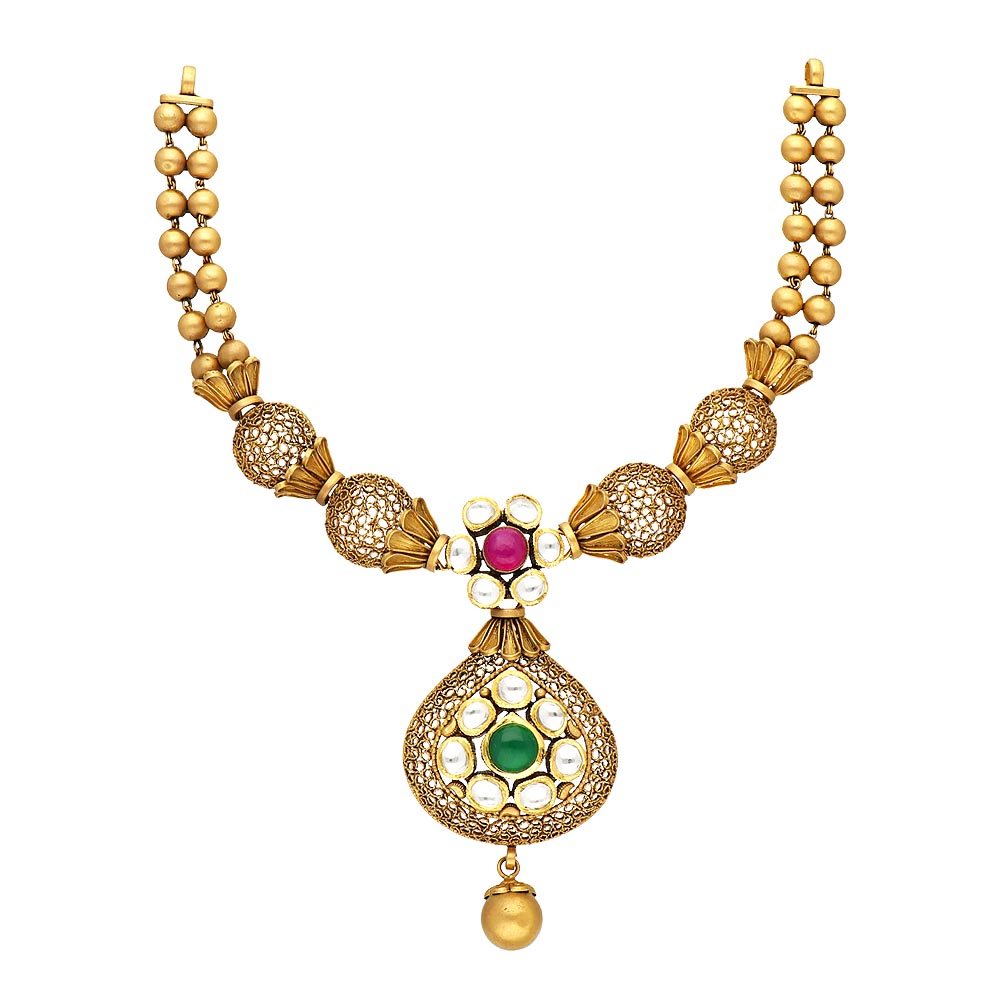 Buy Vaibhav Jewellers 22K Antique Gold Necklace 129VG7 Online from ...