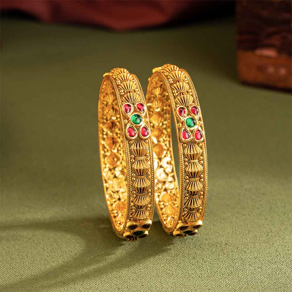 Vaibhav Jewellers 22K Antique Kundan Bangles 131VG10_3