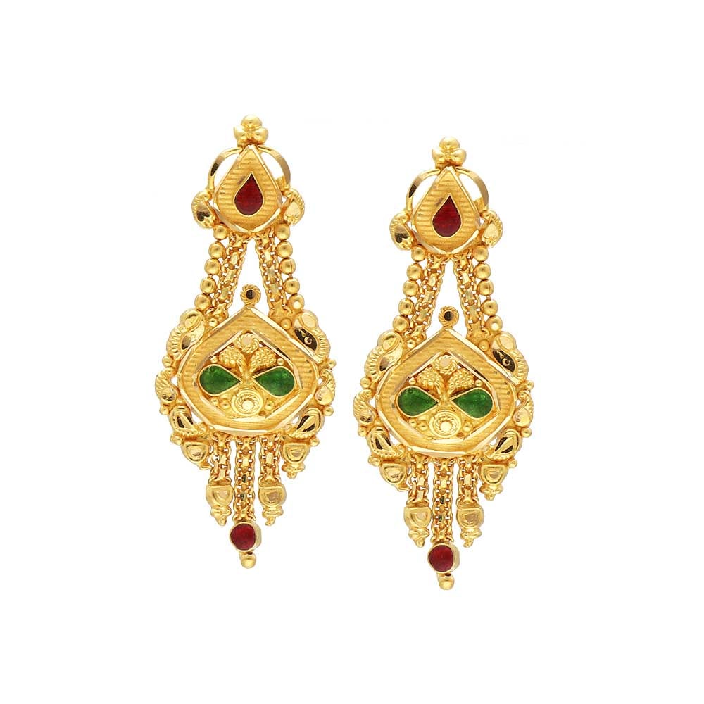 Vaibhav Jewellers 22K Plain Gold Mumbai Enamel Hangings 78VT9157_1