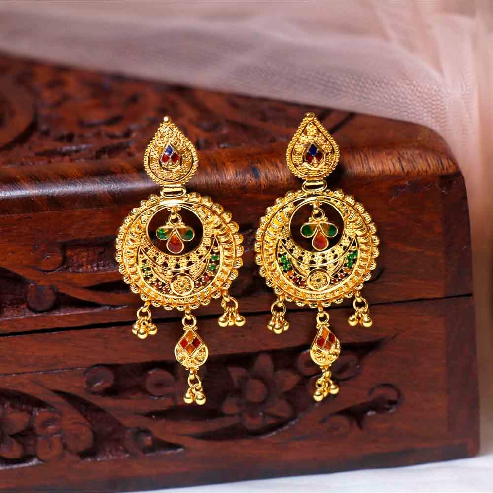 vaibhav jewellers 22k plain gold kolkata enamel hangings 78vu5046 78vu5046