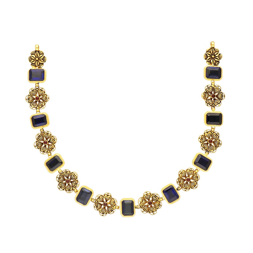 Vaibhav Jewellers 22K Antique Gold Necklace Set 123VG6968_2