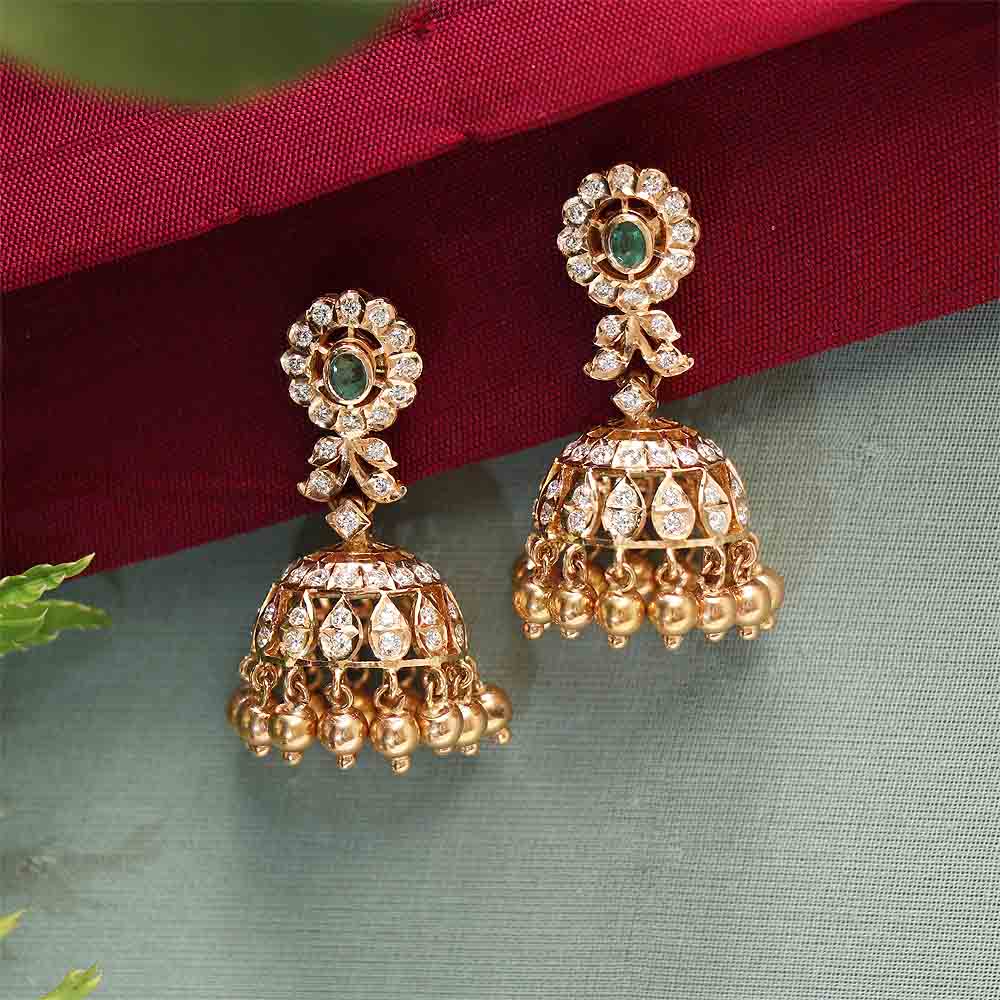 Vaibhav Jewellers 18K Diamond Fancy Jhumkas 155VH5638