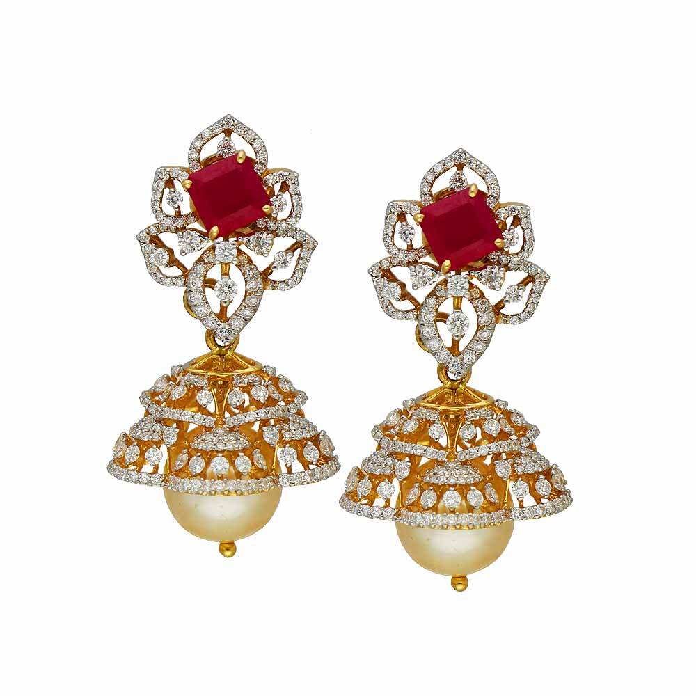 Vaibhav Jewellers 18K Diamond Fancy Jhumkas 155VH5968