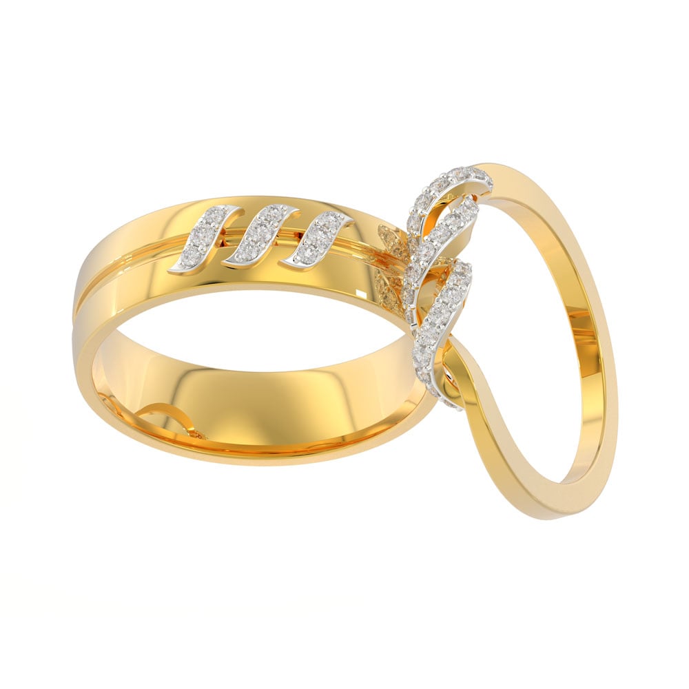 Buy quality Gold single stone couple ring in Ahmedabad