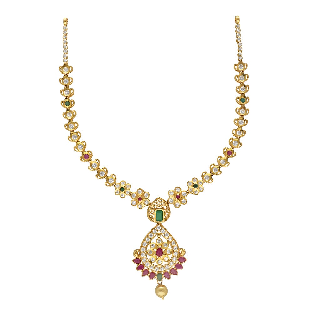Gold Stone Necklace set from VBJ, Gold Necklace Collections by VBJ, VBJ  Jewellers Necklace Col… | Gold stone necklace, Gold necklace designs, Gold  fashion necklace