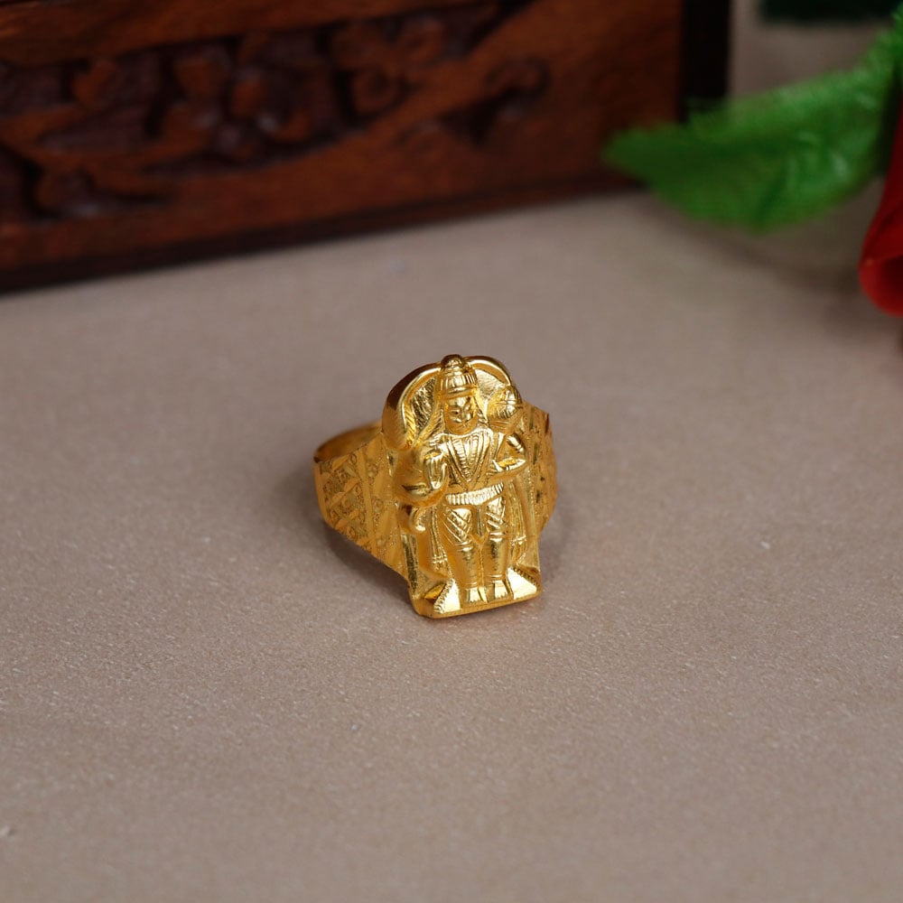 235-GR6035 - 22K Gold 'Hanumanji' Ring For Men With Cz | Rings for men, 22k gold  ring, 22k gold