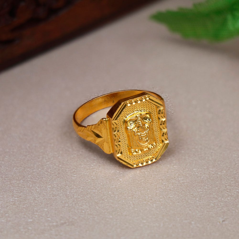Stone Encrusted 22 KT Gold Balaji Ring for Men
