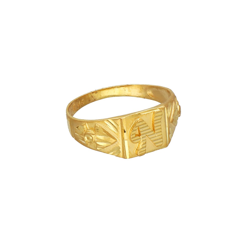 Party Wear Gold Initial Ring
