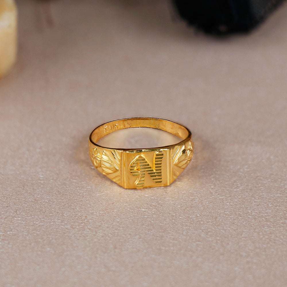 N Letter Fashion Gold Ring 3D model 3D printable | CGTrader