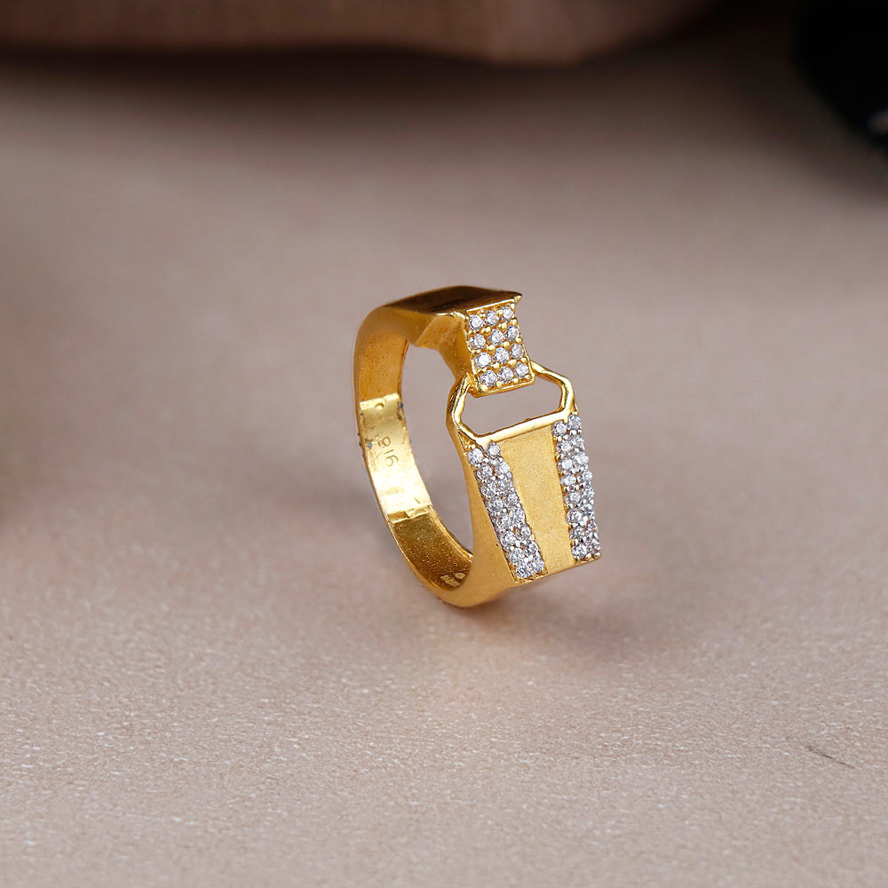 22k Ring Solid Gold Ladies Floral Design with Signity Stones R2902 | Royal  Dubai Jewellers
