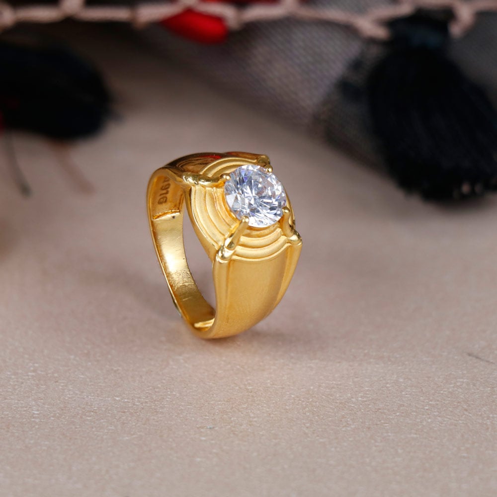 Blue Gold Single Stone Ring With Heart-hautamhiepplus.vn