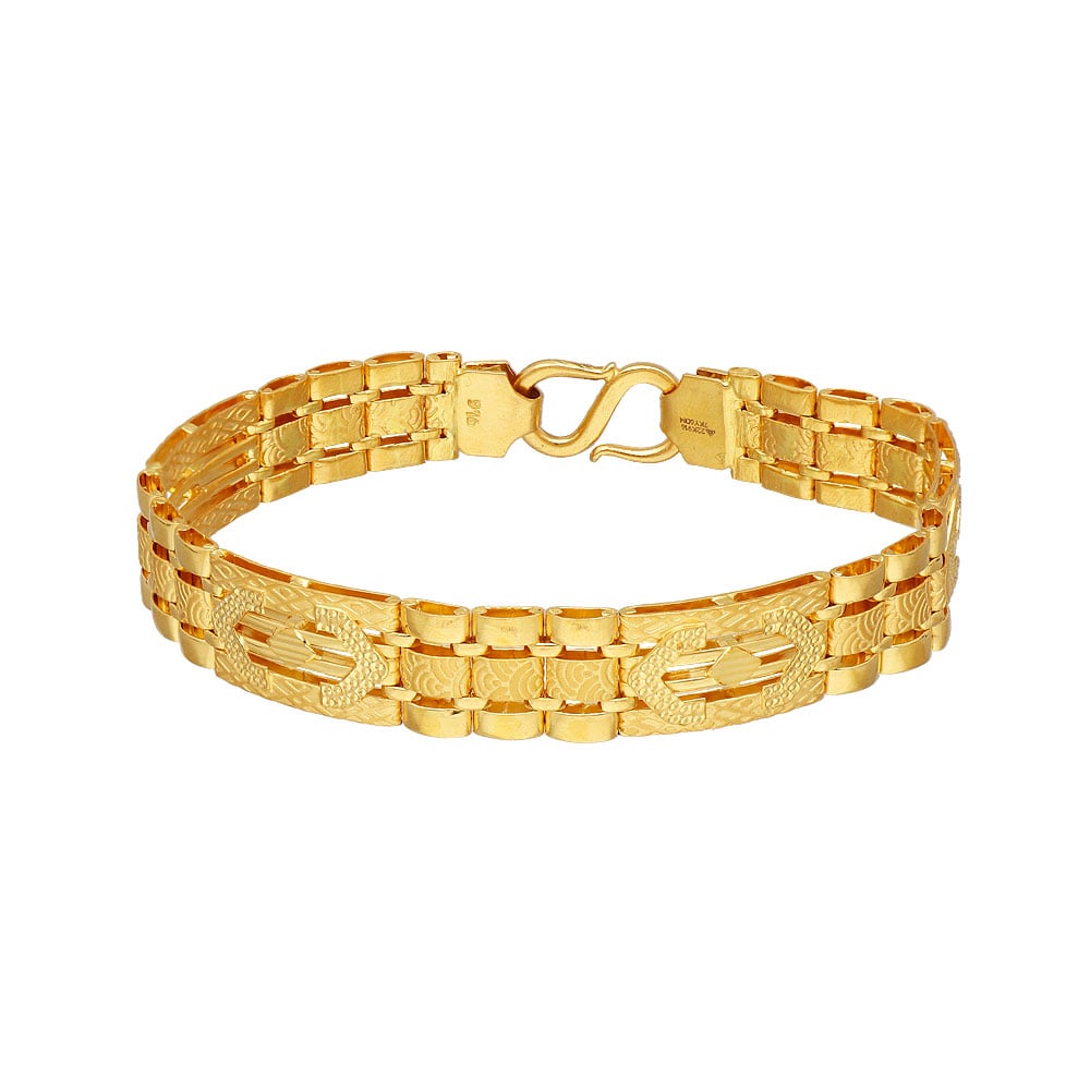 Buy 22Kt Plain Gold Gents High Polish Bracelet 65VH9345 Online from ...
