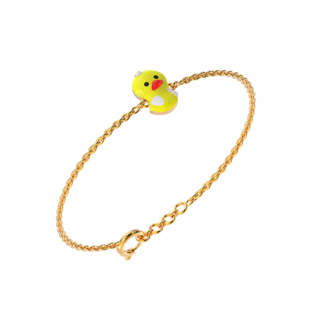 Yellow and White Duck Bracelet in Sterling Silver