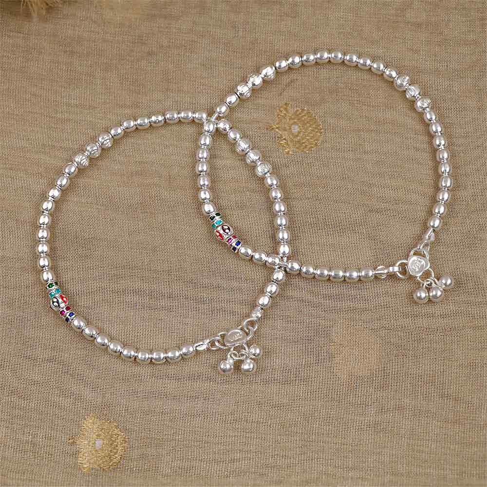 Buy Silver Plain Simple Anklets 376VN4321 Online from Vaibhav Jewellers