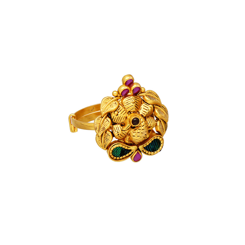 Ladies Gold Ring with Precious Stone | Akshaya Gold & Diamonds | Buy Online