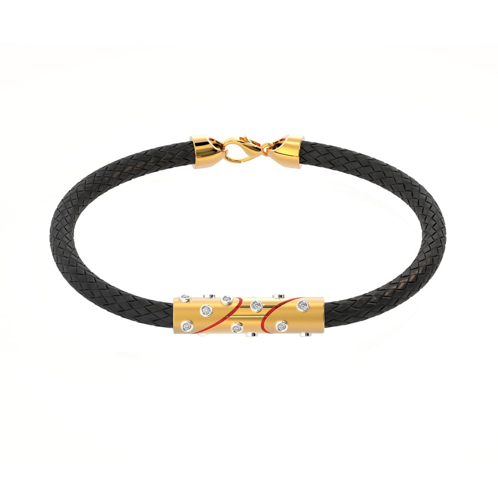 Buy 18Kt Gents Leather Bracelet 178G356 Online from Vaibhav Jewellers