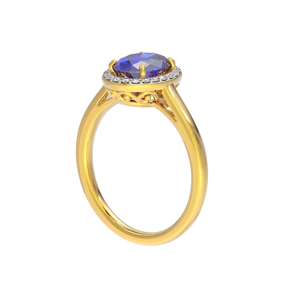 18Kt Diamond Sapphire Blue Ring 148DG9460_4