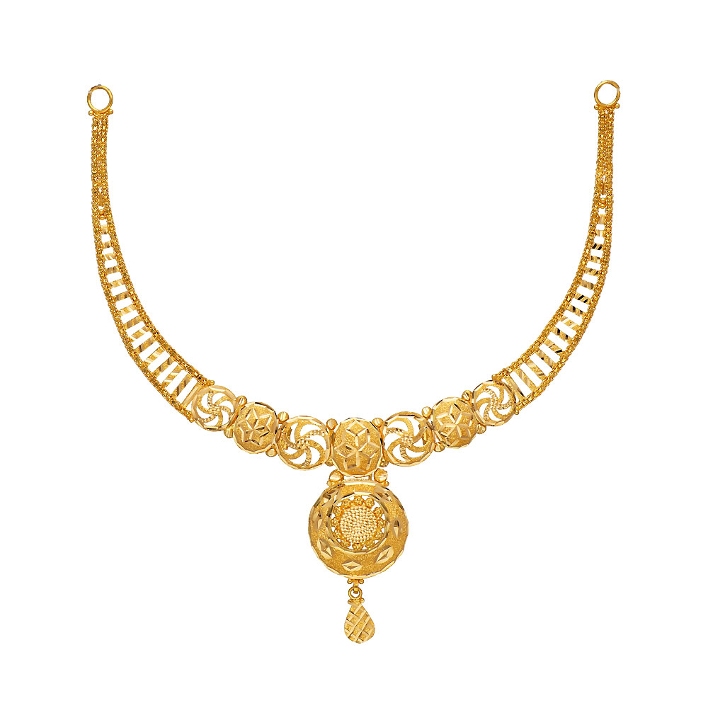 22Kt Plain Gold Ahmedabad Fancy Necklace 9VK3631_1