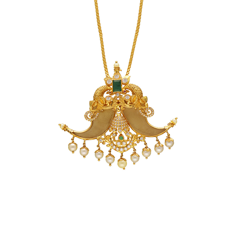 Graceful Single Tigers Nail Pendant - South India Jewels
