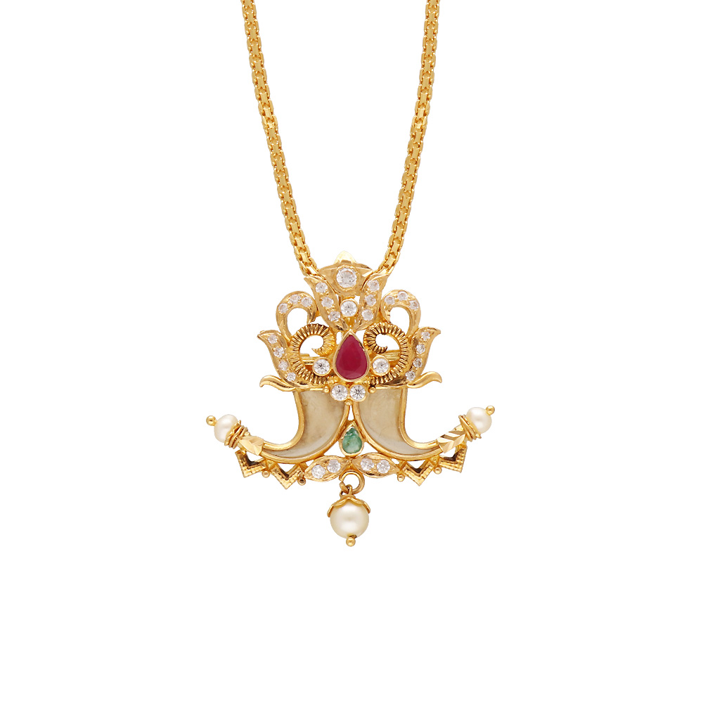 Buy quality 916 gold Leaf Design gent's nail pendant in Ahmedabad