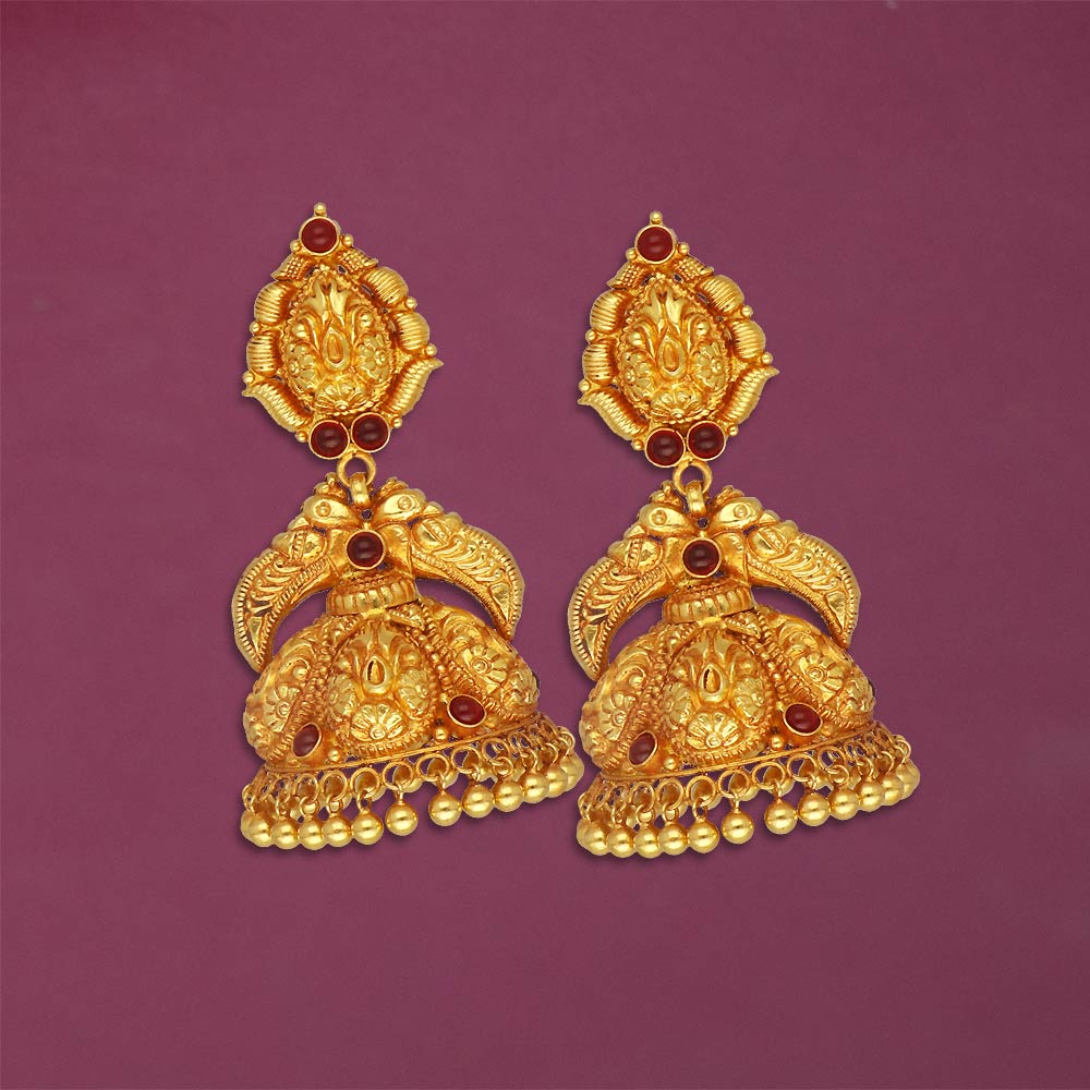ANtique Gold Plated Indian Pearl Setting Stone Kundal Earrings hanging  Jhumka b | eBay