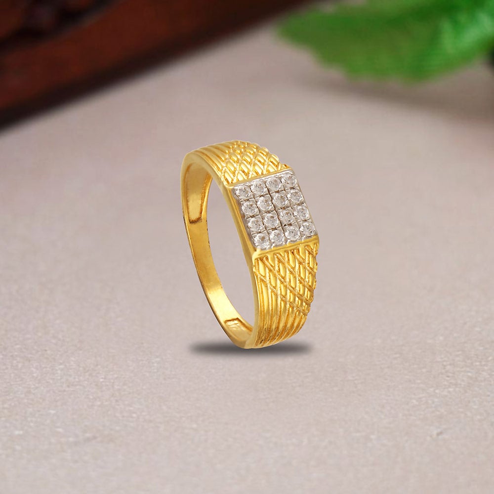 Retailer of 22k gold white stone ring for men | Jewelxy - 224394
