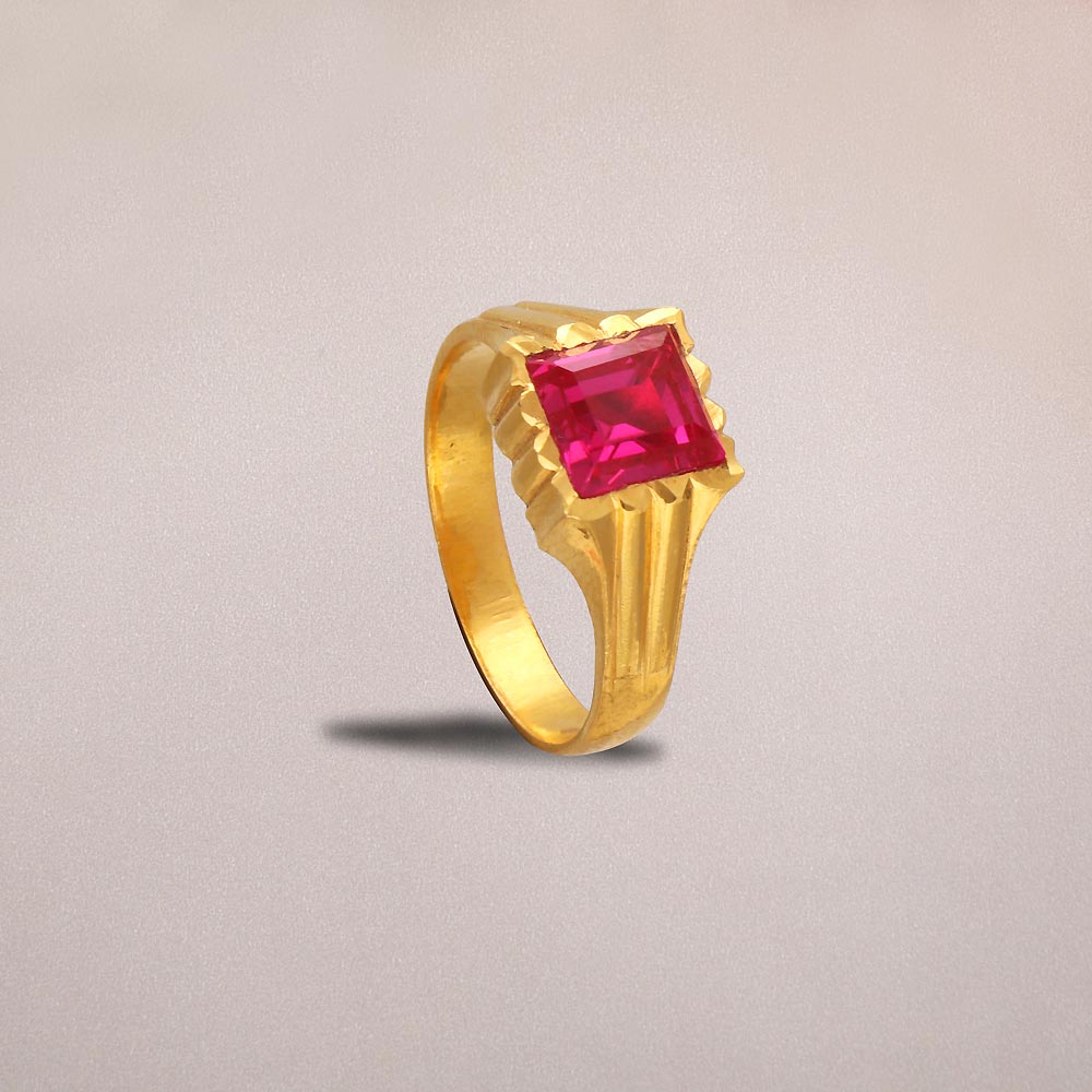 Mens Retro Lab Created Ruby Ring Yellow Gold-vinhomehanoi.com.vn