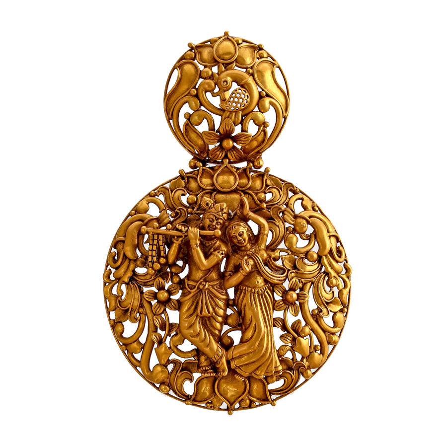 Magnificent Radha Krishna Gold Pendant