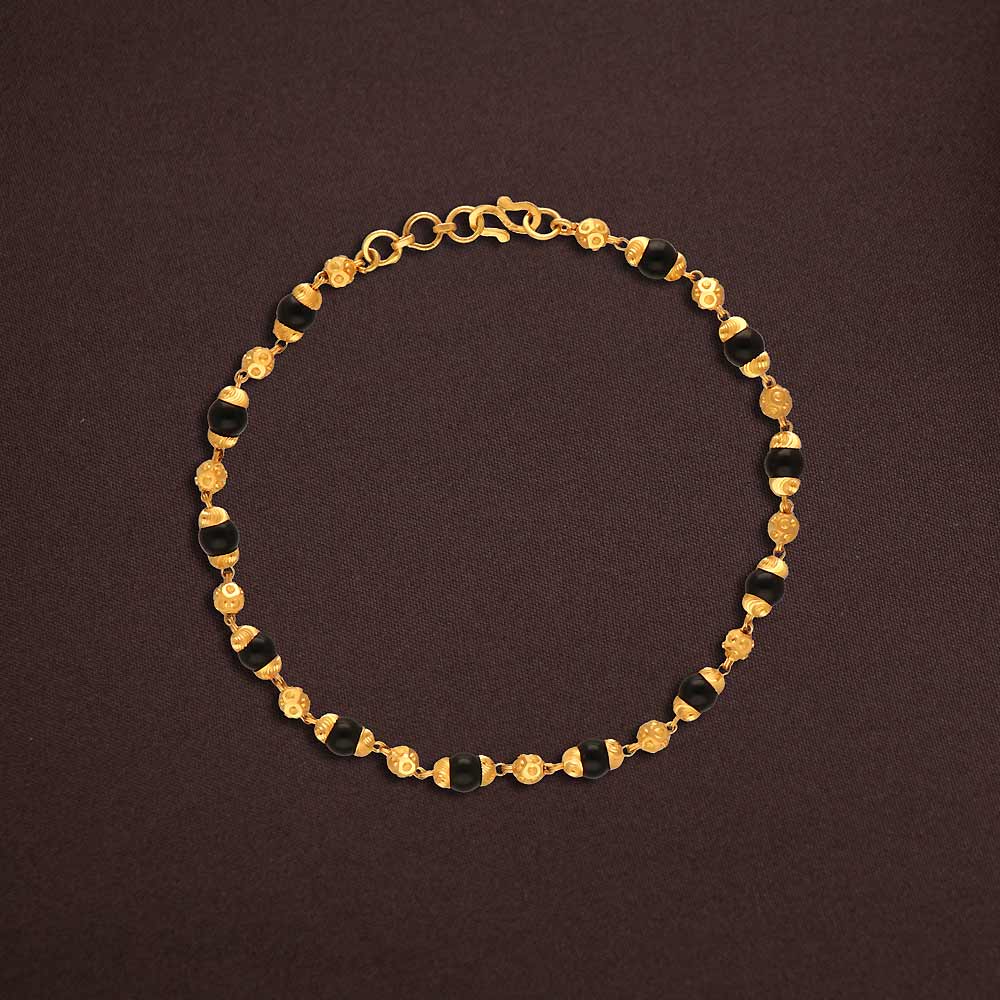 22Kt Gold Traditional Black Bead Men Bracelet 65VI283_2