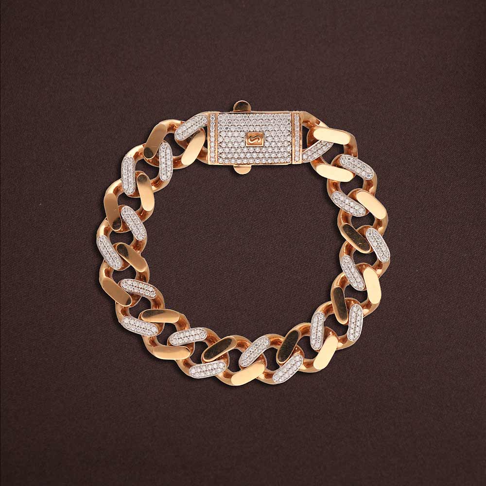 925 Party Wear Diamond Men Bracelets Silver Cubin Chain In Silver, Size:  Adjustable at Rs 3000/piece in Jaipur