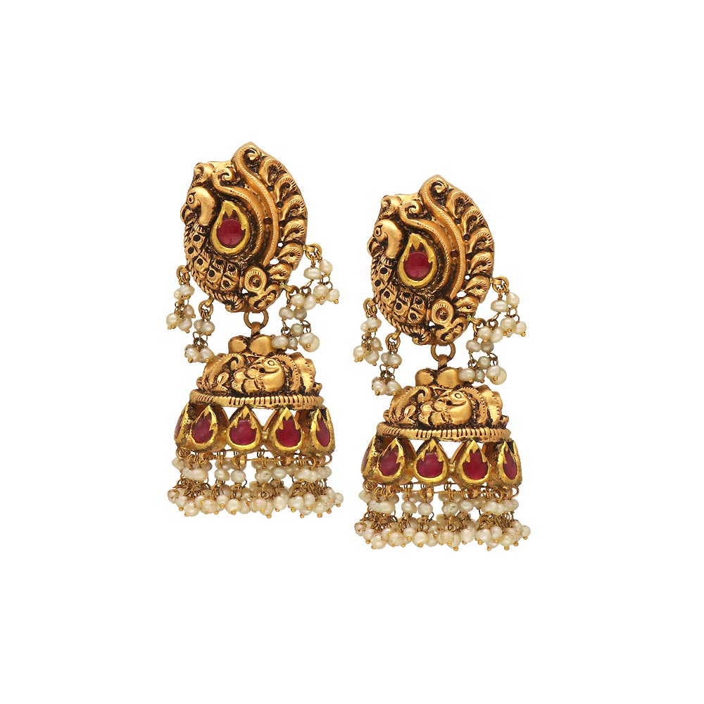 22K Gold Jhumkas (Buttalu) - Gold Dangle Earrings - 235-GJH1085 in 12.400  Grams